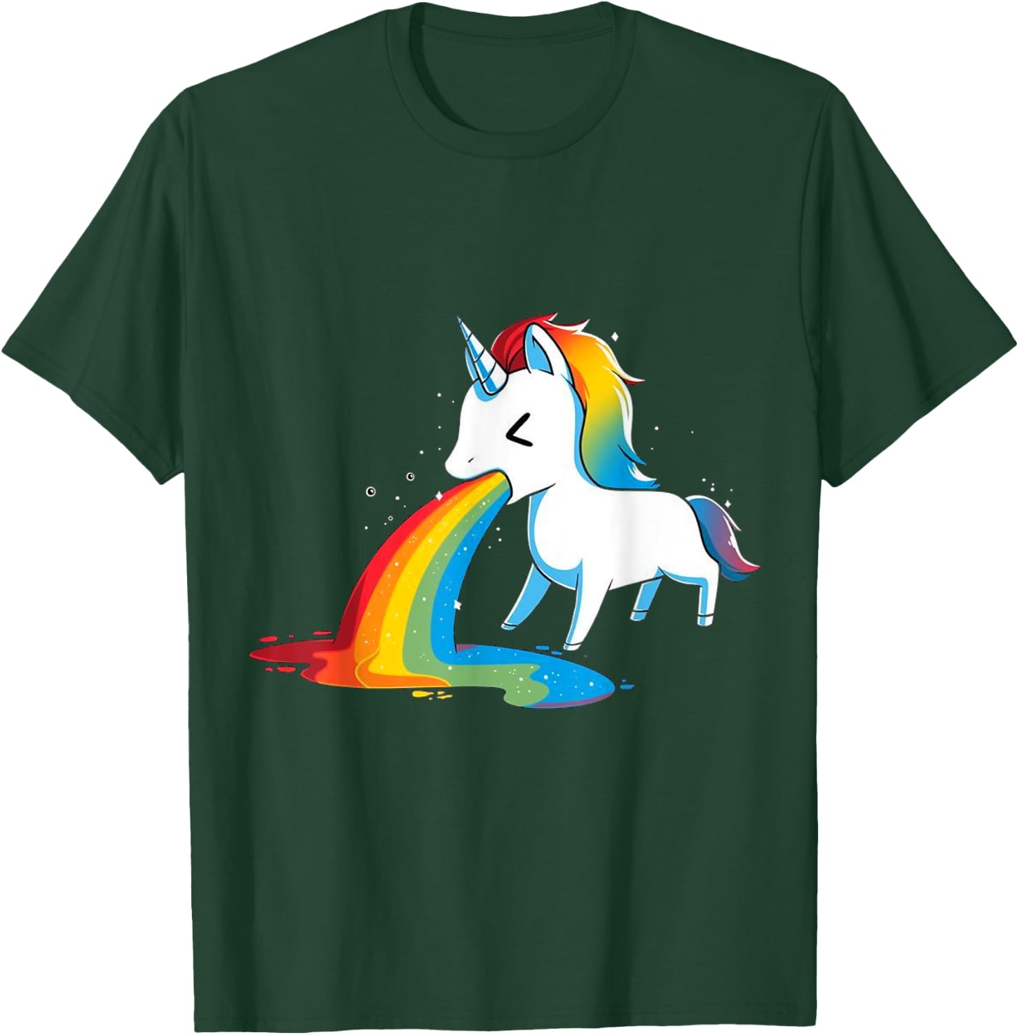 Unicorn Puking Rainbows Graphic T shirt Funny Rainbow Puke T-Shirt - T-Shirt | Forest