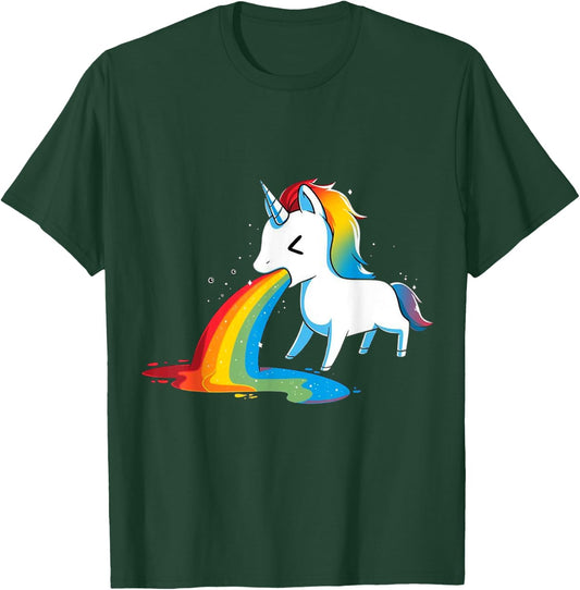 Unicorn Puking Rainbows Graphic T shirt Funny Rainbow Puke T-Shirt - T-Shirt | Forest