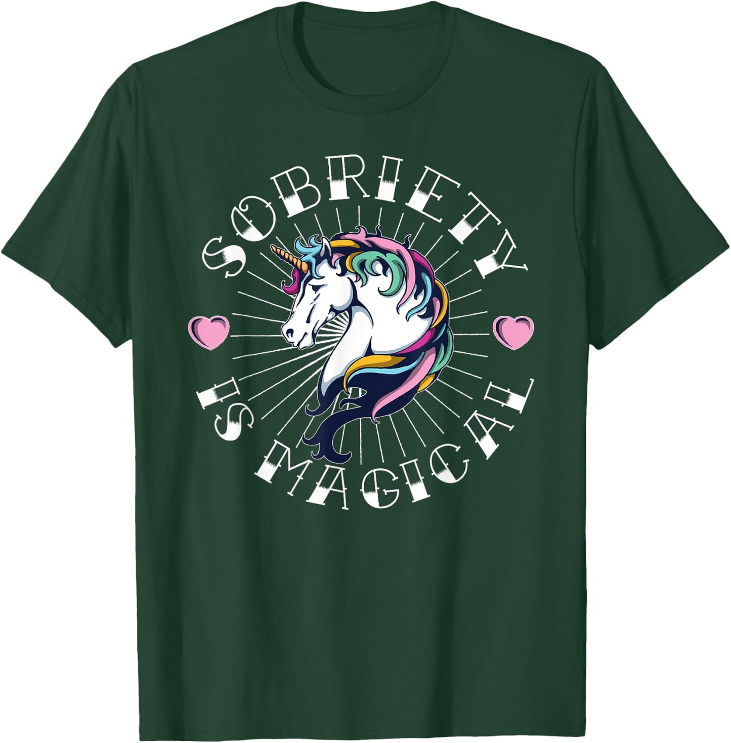 Unicorn Tattoo Art Sobriety is Magical NA AA Recovery Gift T-Shirt - T-Shirt | Forest