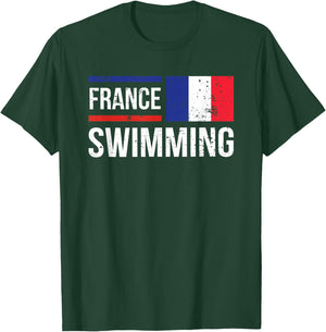 France Swimming Team Competition Pool Flag Pride T-Shirt - T-Shirt | Forest