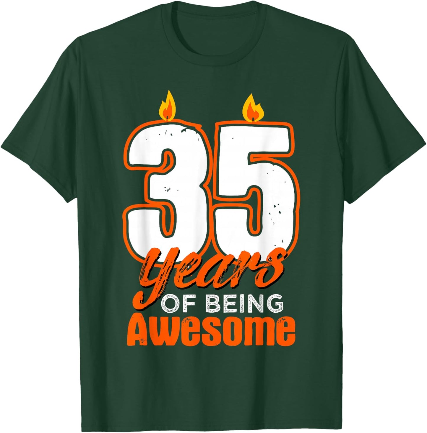 Candle 35 Birthday Party Wishes Cake Decoration Candlelight T-Shirt - T-Shirt | Forest