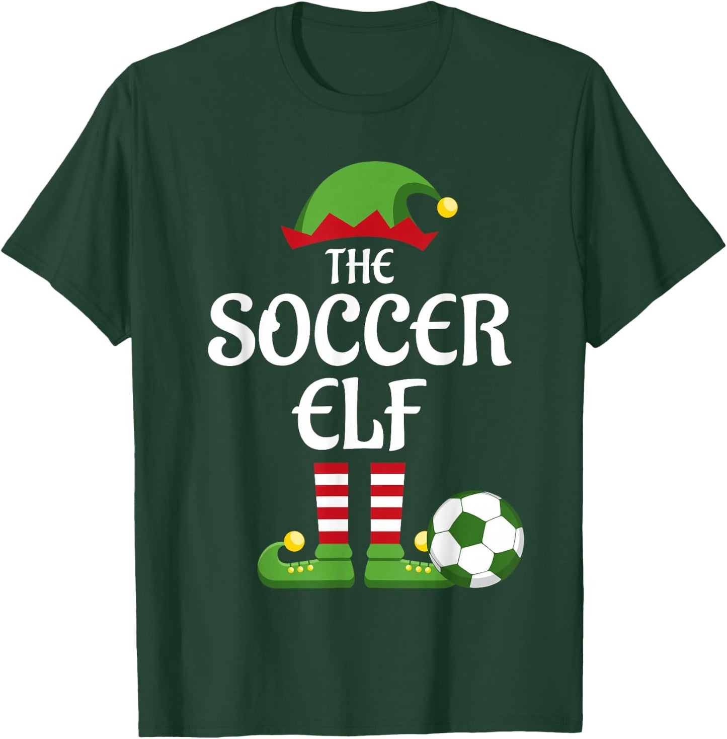 Soccer Elf Family Matching Group Christmas Sporty T-Shirt - T-Shirt | Forest
