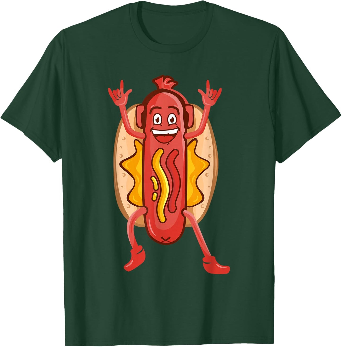 Funny Dancing Hot Dog Design For Kids Boys Girls Hotdog Gag T-Shirt - T-Shirt | Forest