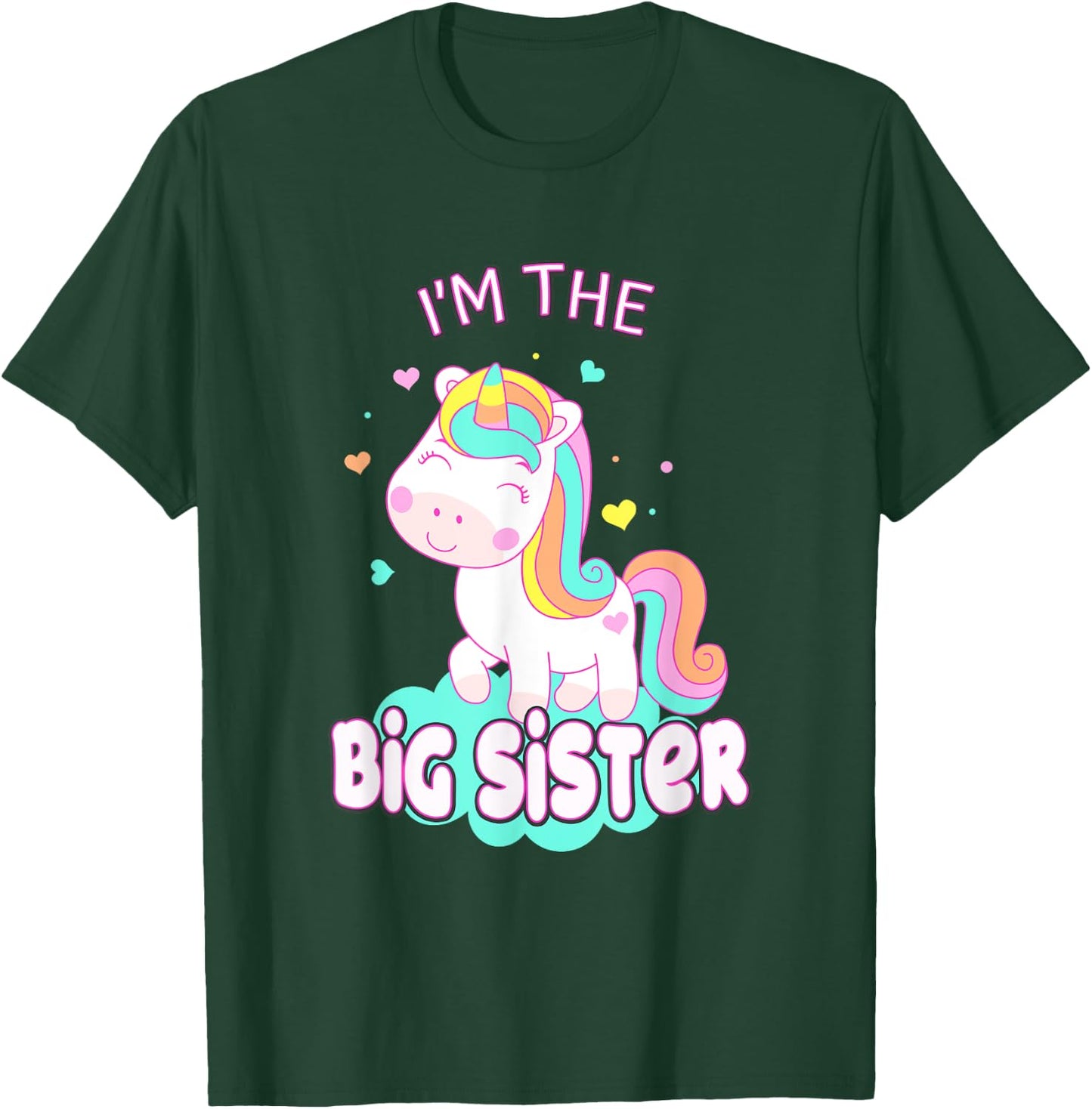I Am The Big Sister Cute Unicorn Siblings Girls Family T-Shirt - T-Shirt | Forest