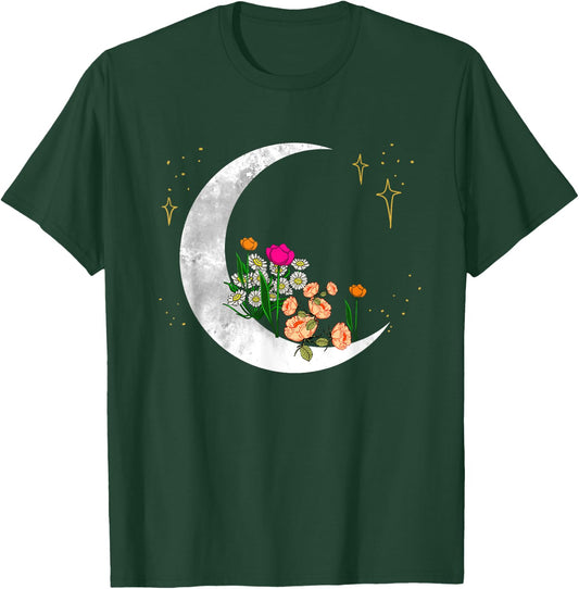 Crescent Moon Flowers Lunar Garden Space Girls Women Gift T-Shirt - T-Shirt | Forest