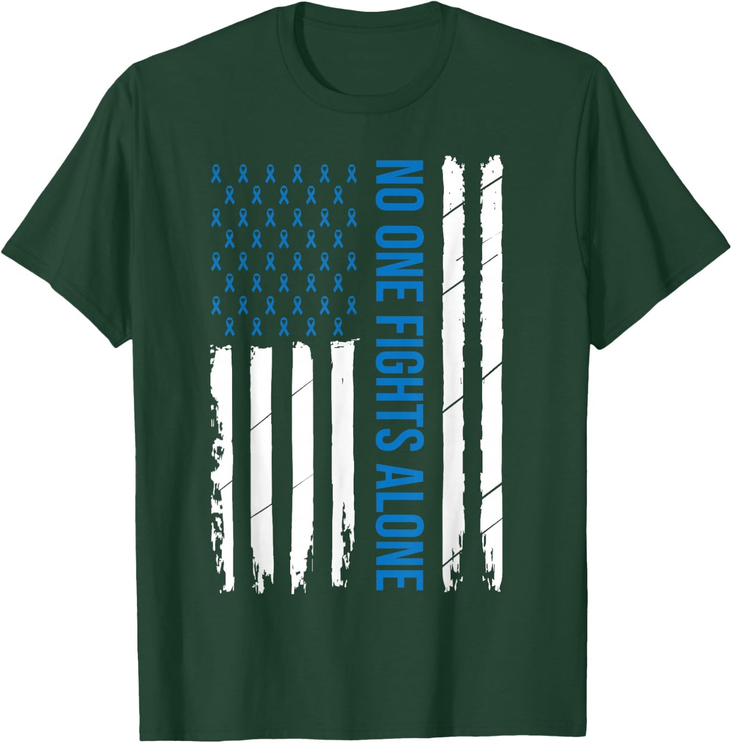 Colorectal Cancer Colon Cancer Blue Ribbon T-Shirt - T-Shirt | Forest
