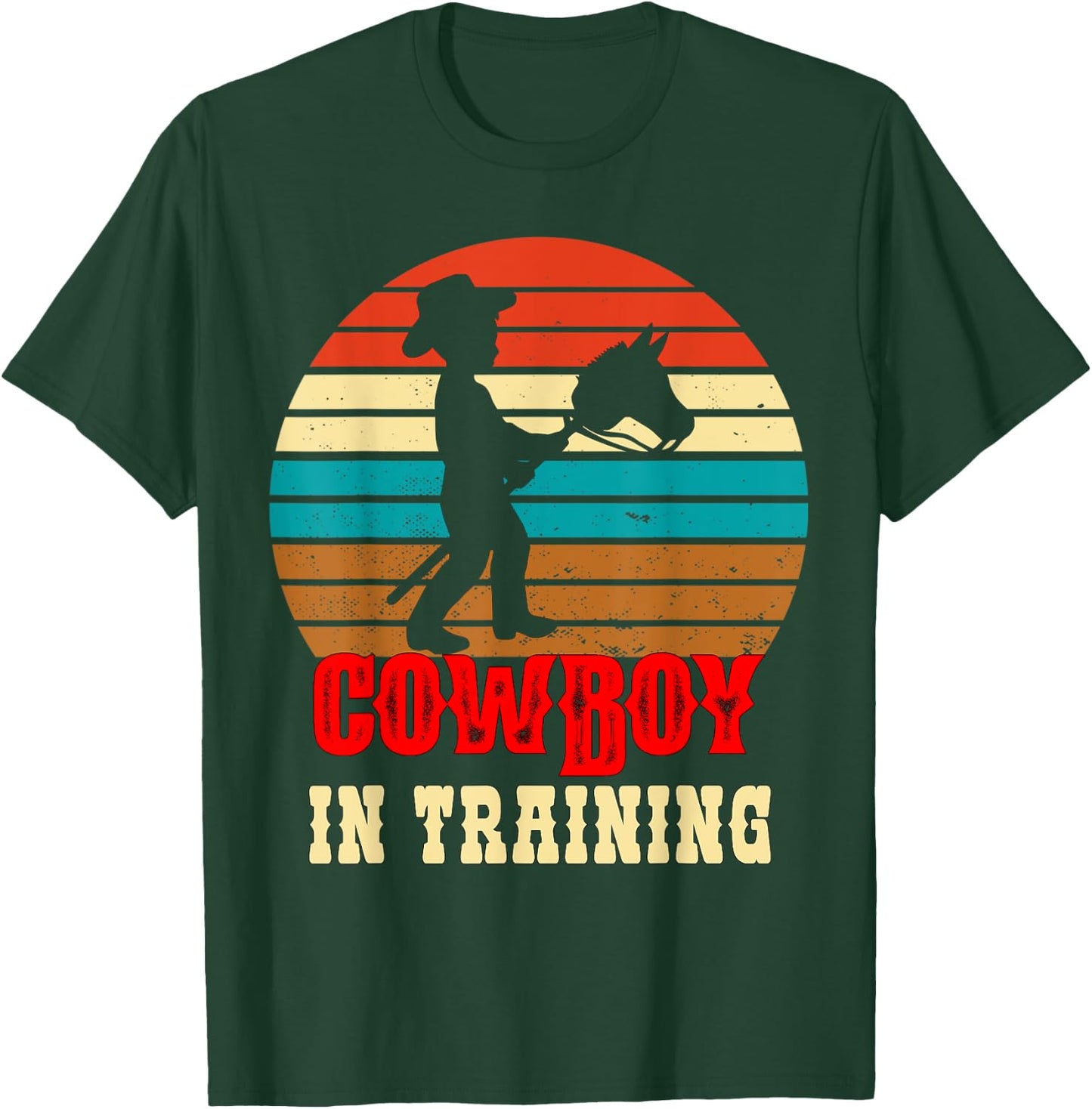 Kids Cowboy in Training Cute Future Rodeo Boy Wooden Horse T-Shirt - T-Shirt | Forest