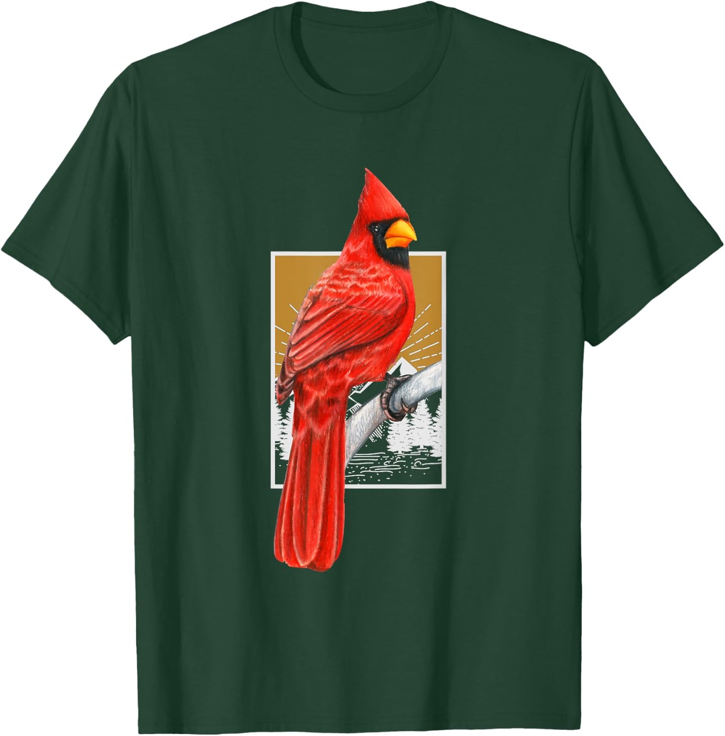Vintage Birder Nature Bird Lover Birdwatching Red Cardinal T-Shirt - T-Shirt | Forest