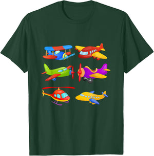 Boys' Airplanes & Helicopter Short Sleeved for Toddlers T-Shirt - T-Shirt | Forest
