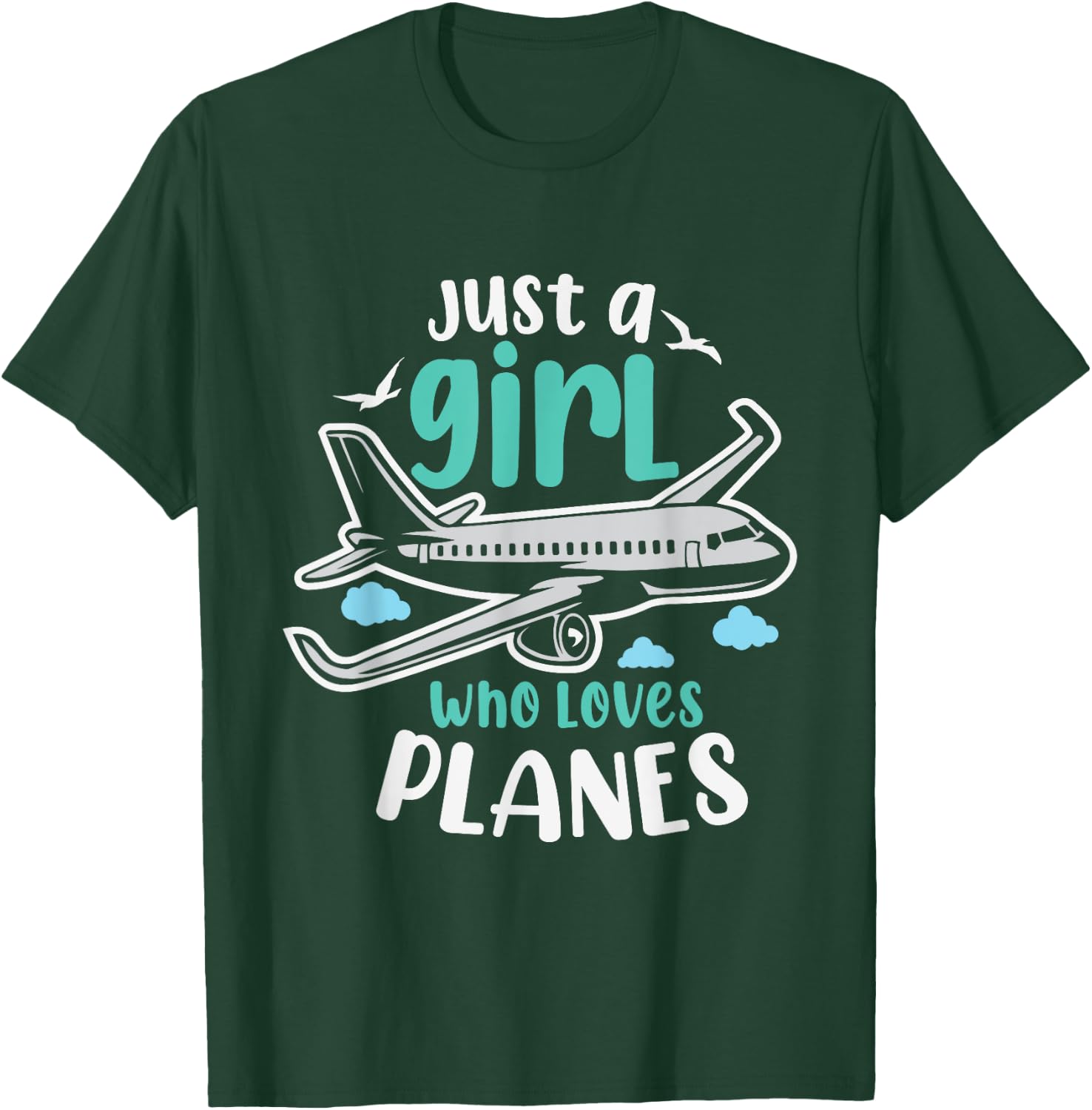 Just A Girl Who Loves Planes Future Pilot Aviation Geek T-Shirt - T-Shirt | Forest
