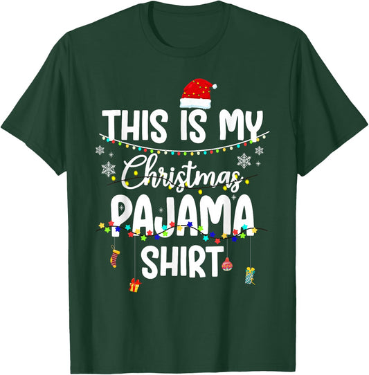 This Is My Christmas Pajama Shirt Xmas String Lights Holiday T-Shirt - T-Shirt | Forest