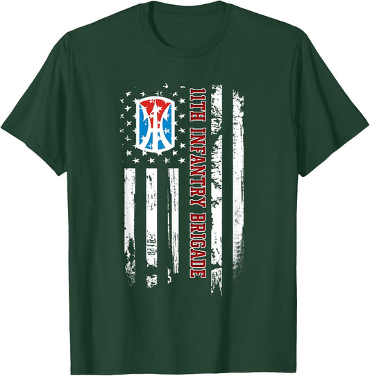 11th Infantry Brigade Veteran USA Flag Veterans Day Xmas Women Men T-Shirt - T-Shirt | Forest