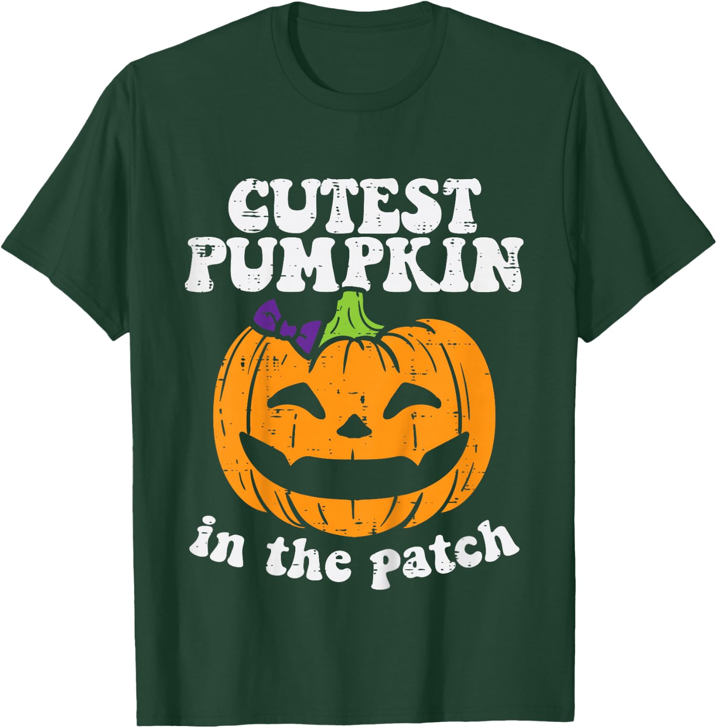 Kids Cutest Pumpkin In The Patch Cute Halloween Toddler Girls T-Shirt - T-Shirt | Forest