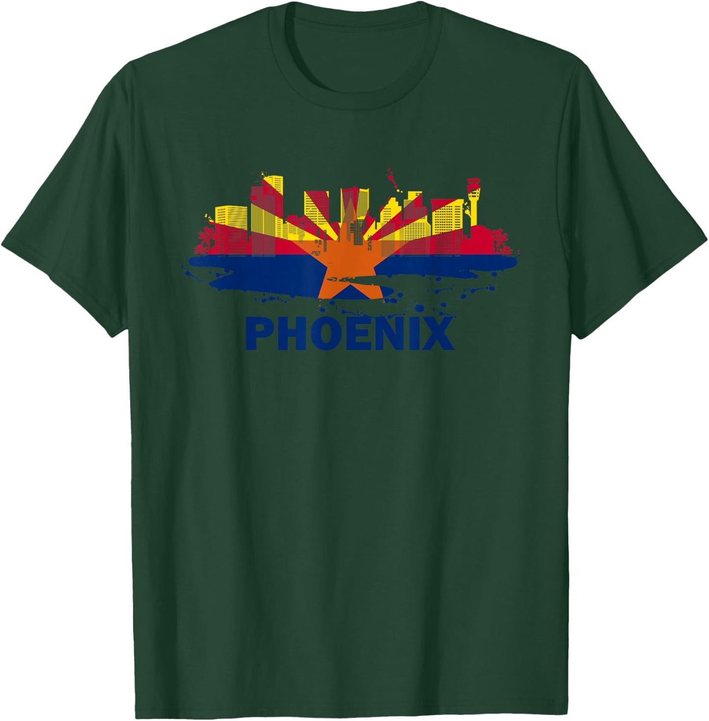 Arizona State Flag - Phoenix Cityscape - Phoenix Skyline T-Shirt - T-Shirt | Forest