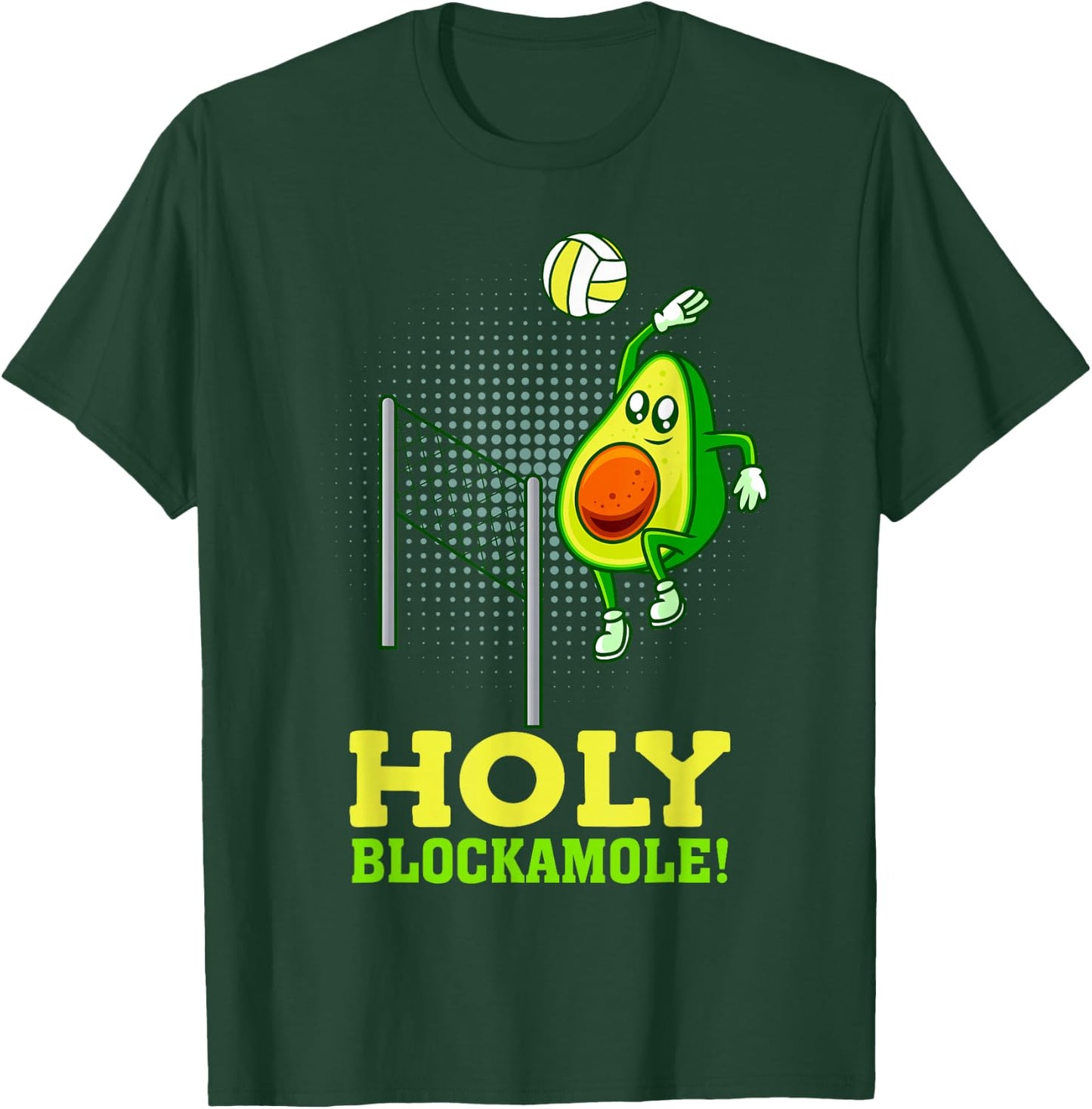 Holy Blockamole Funny Volleyball Match Block Avocado Design T-Shirt - T-Shirt | Forest