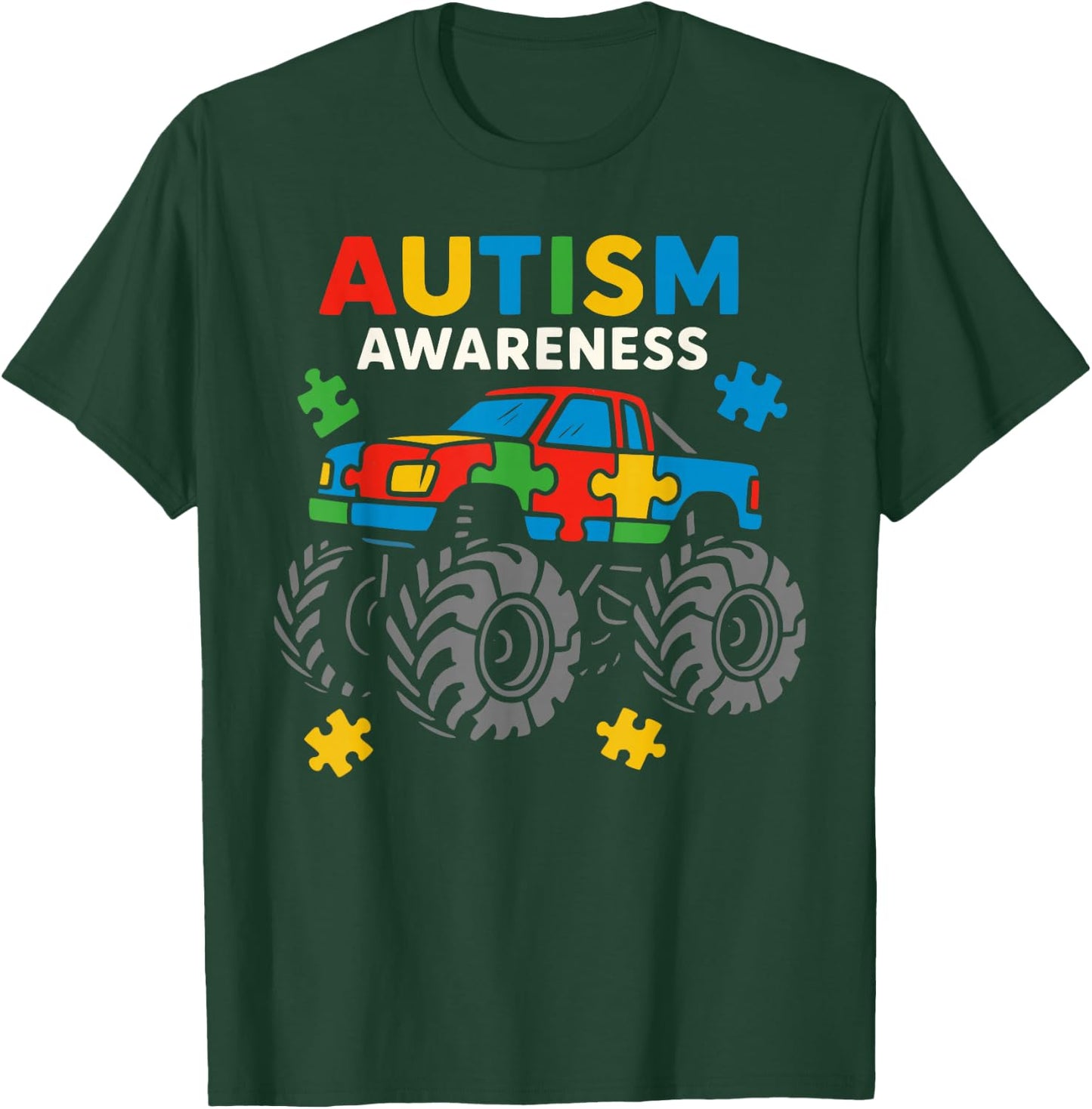 Truck Puzzles for Kids Autism Awareness Toddler Boy Youth T-Shirt - T-Shirt | Forest