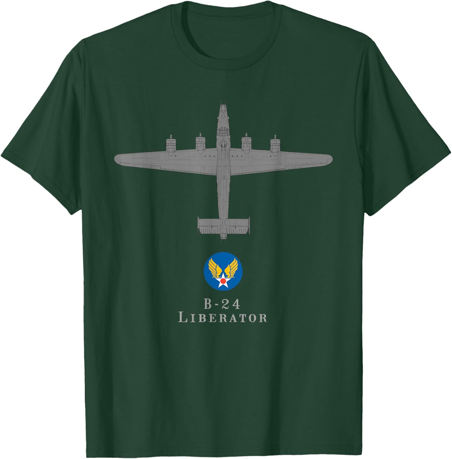 B-24 Liberator Tech Drawing WWII Bomber Airplane T-Shirt - T-Shirt | Forest