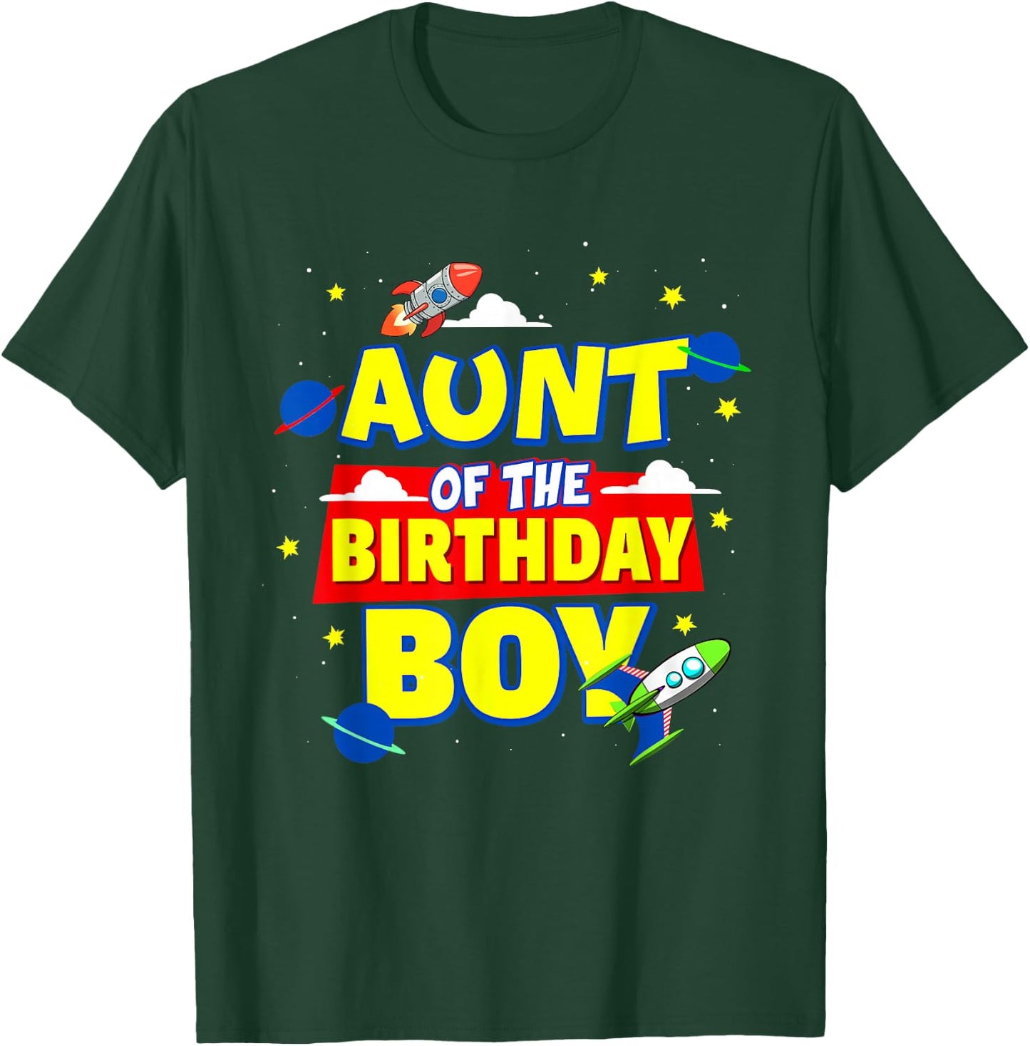 Aunt Of The Birthday Astronaut Boy Outer Space Theme Party T-Shirt - T-Shirt | Forest