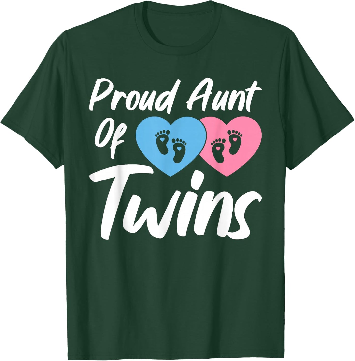 Proud Aunts Of Twin Mom Women Girls Twins Auntie T-Shirt - T-Shirt | Forest