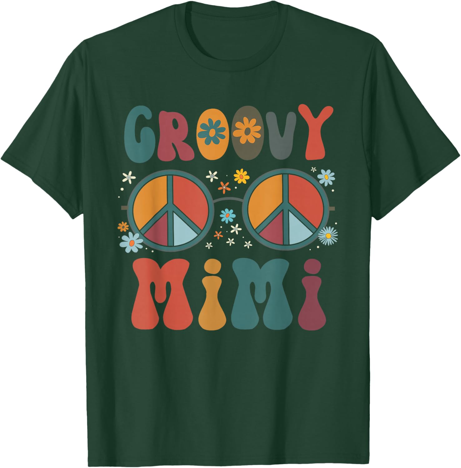 Groovy Mimi Retro 70s Peace Sign Design Grandma T-Shirt - T-Shirt | Forest