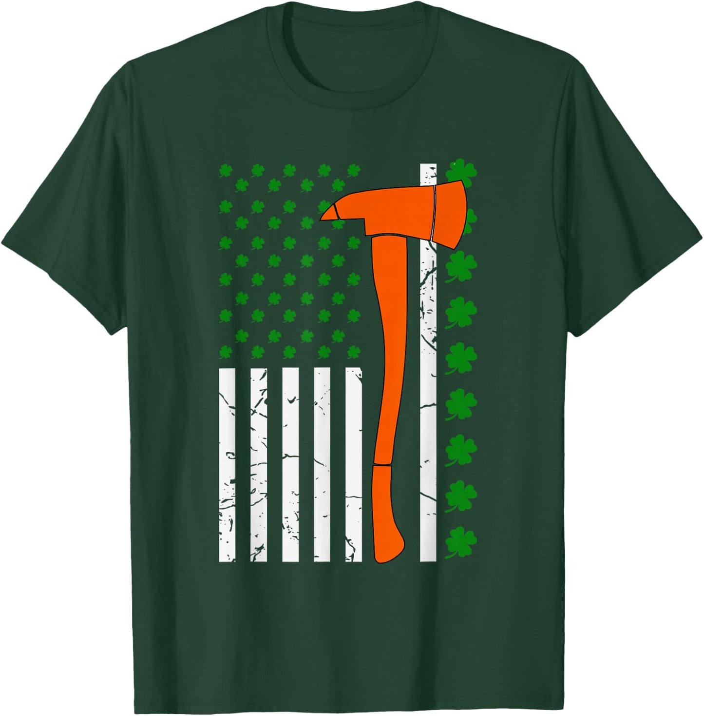 Firefighter St Patrick Day 2022 Shirt Irish American Flag T-Shirt - T-Shirt | Forest