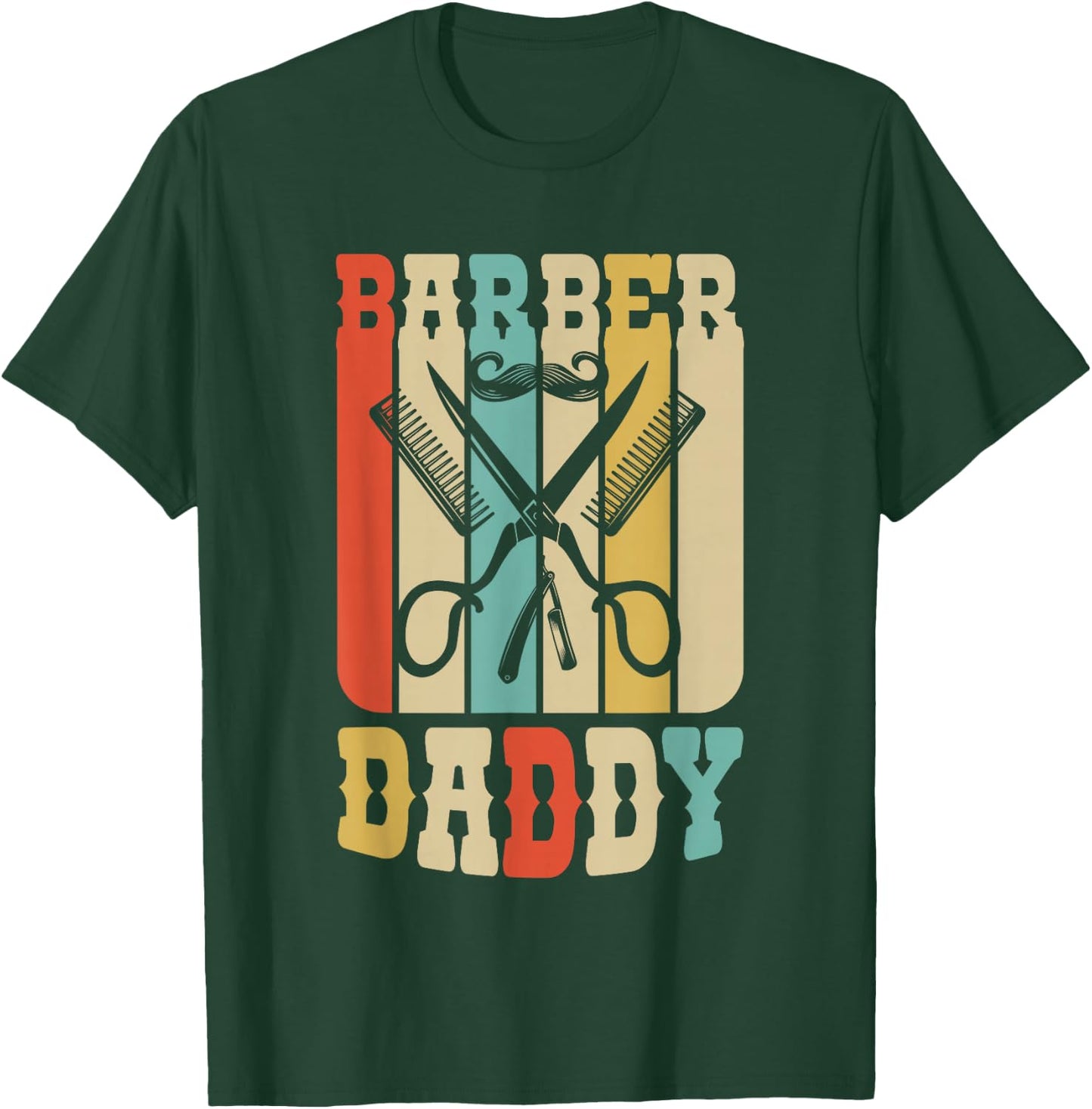 Vintage Barber Shop Daddy Barbers Dad Father's Day Gifts T-Shirt - T-Shirt | Forest
