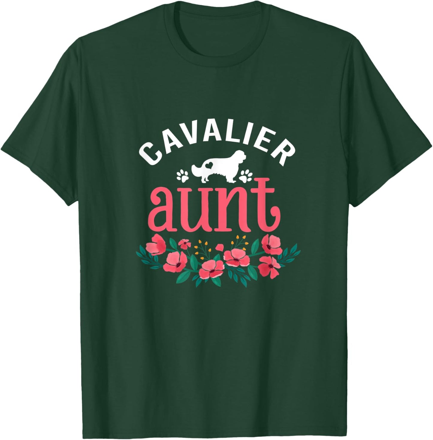 Cavalier Aunt Gifts Women Cute Dog Lover Owner Christmas Mom T-Shirt - T-Shirt | Forest