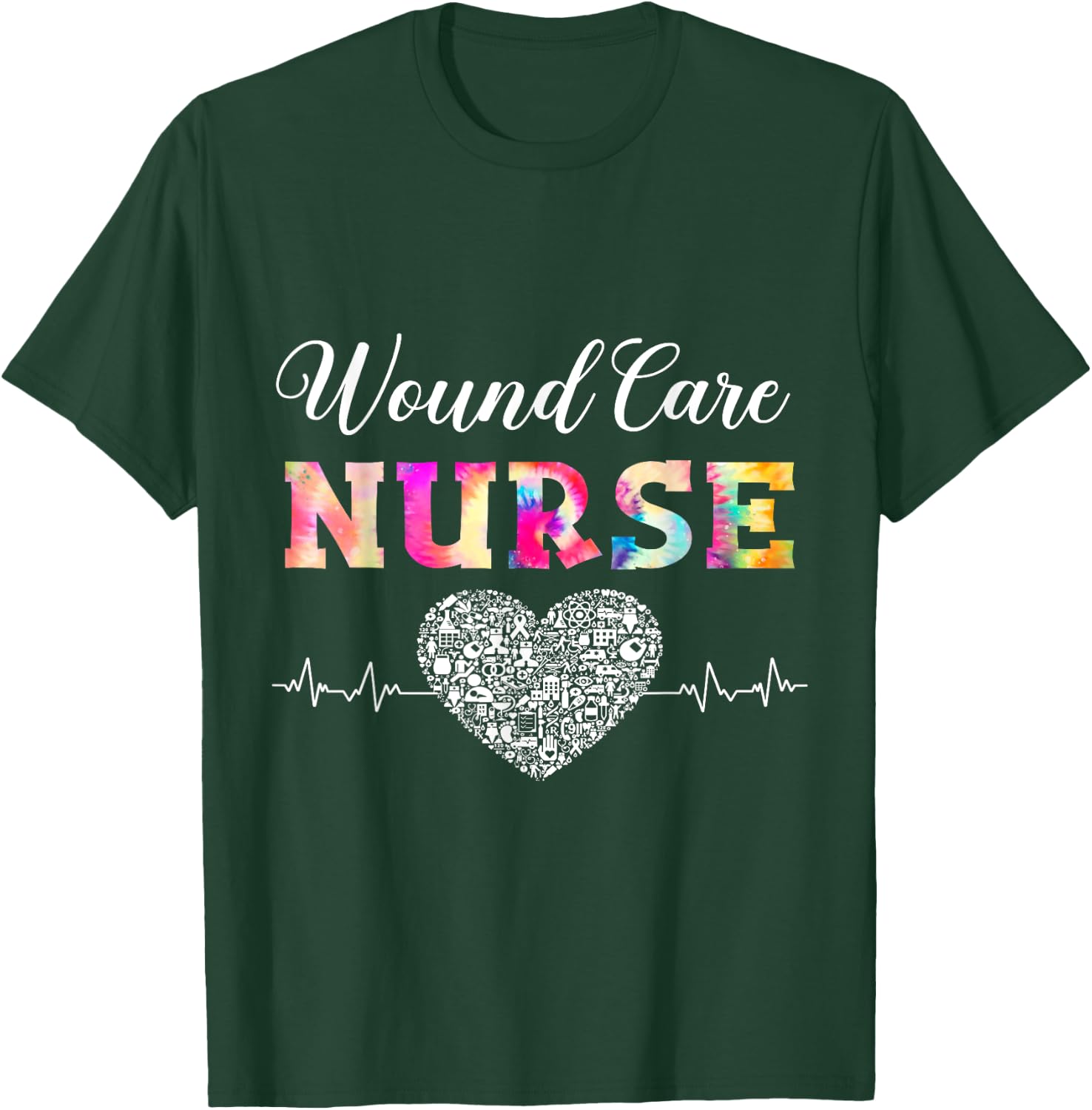Wound Care Nurse Watercol Love Heart Stethoscope Nurse Women T-Shirt - T-Shirt | Forest