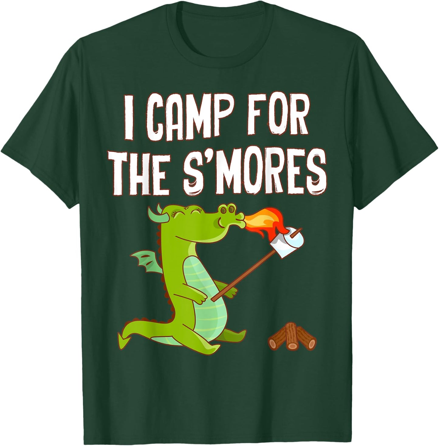 Camping For The Smore Dragon Camp Marshmallow Boys Girls T-Shirt - T-Shirt | Forest