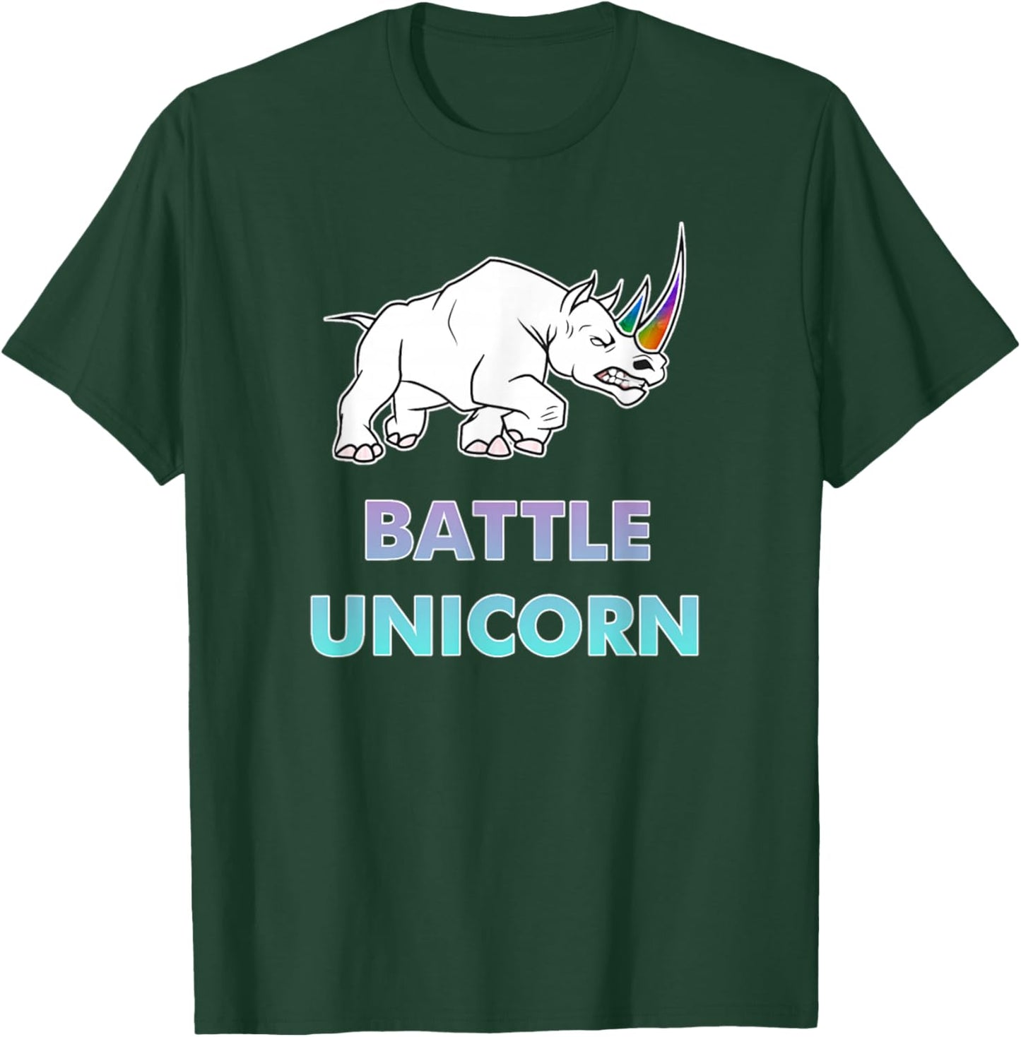 Battle Unicorn Rainbow Rhinos T-Shirt - T-Shirt | Forest