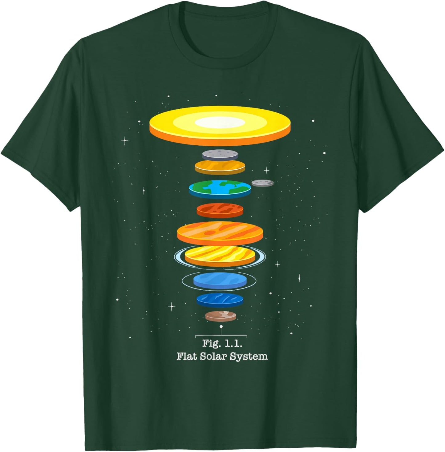 Flat Earth Theory Space Astronomy Science Flat Solar System T-Shirt - T-Shirt | Forest
