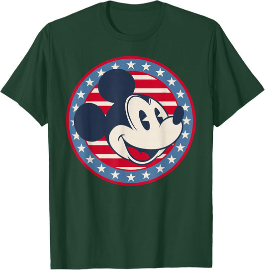 Disney Mickey Mouse Red White and Blue Retro Americana T-Shirt - T-Shirt | Forest