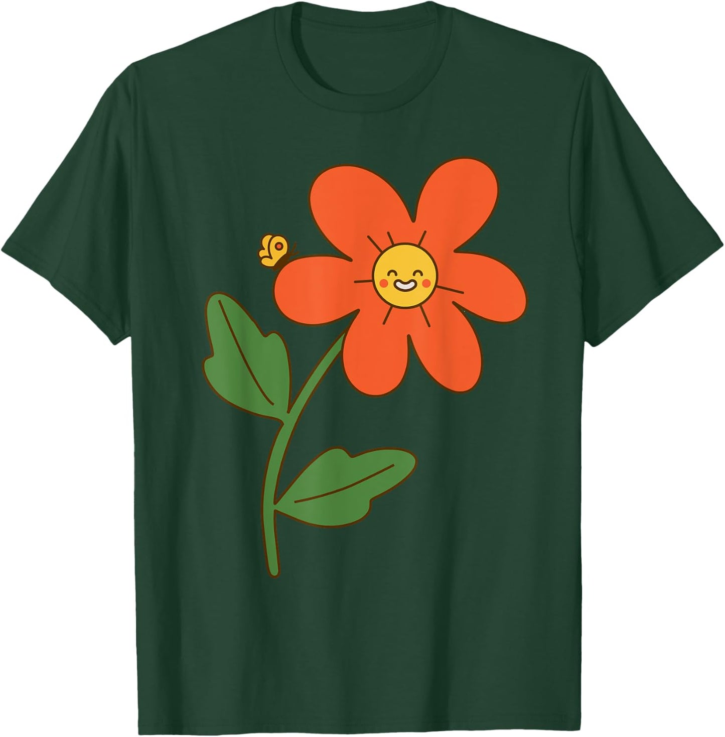 Smiling Flower Retro Vintage 70s Graphic Happy Kawaii Face T-Shirt - T-Shirt | Forest