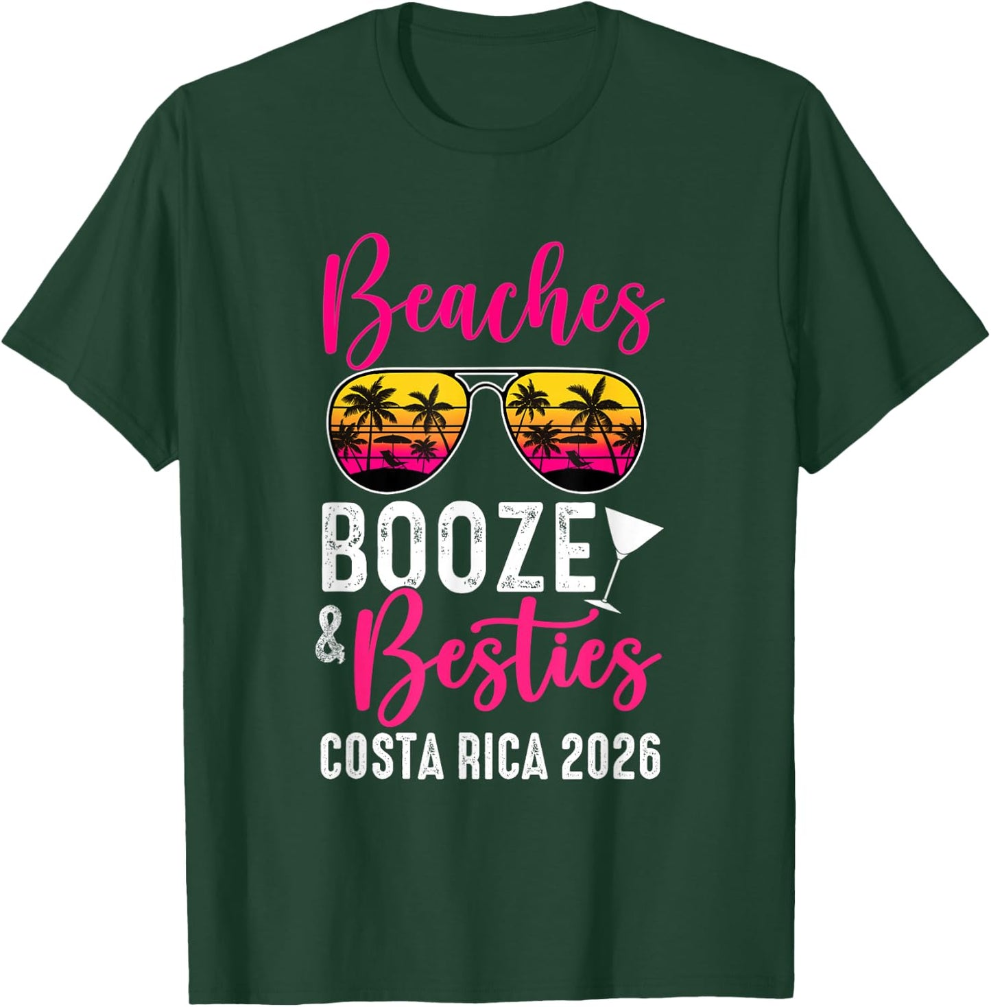 Girls Weekend Trip Costa Rica 2026 Beaches Booze Besties T-Shirt - T-Shirt | Forest