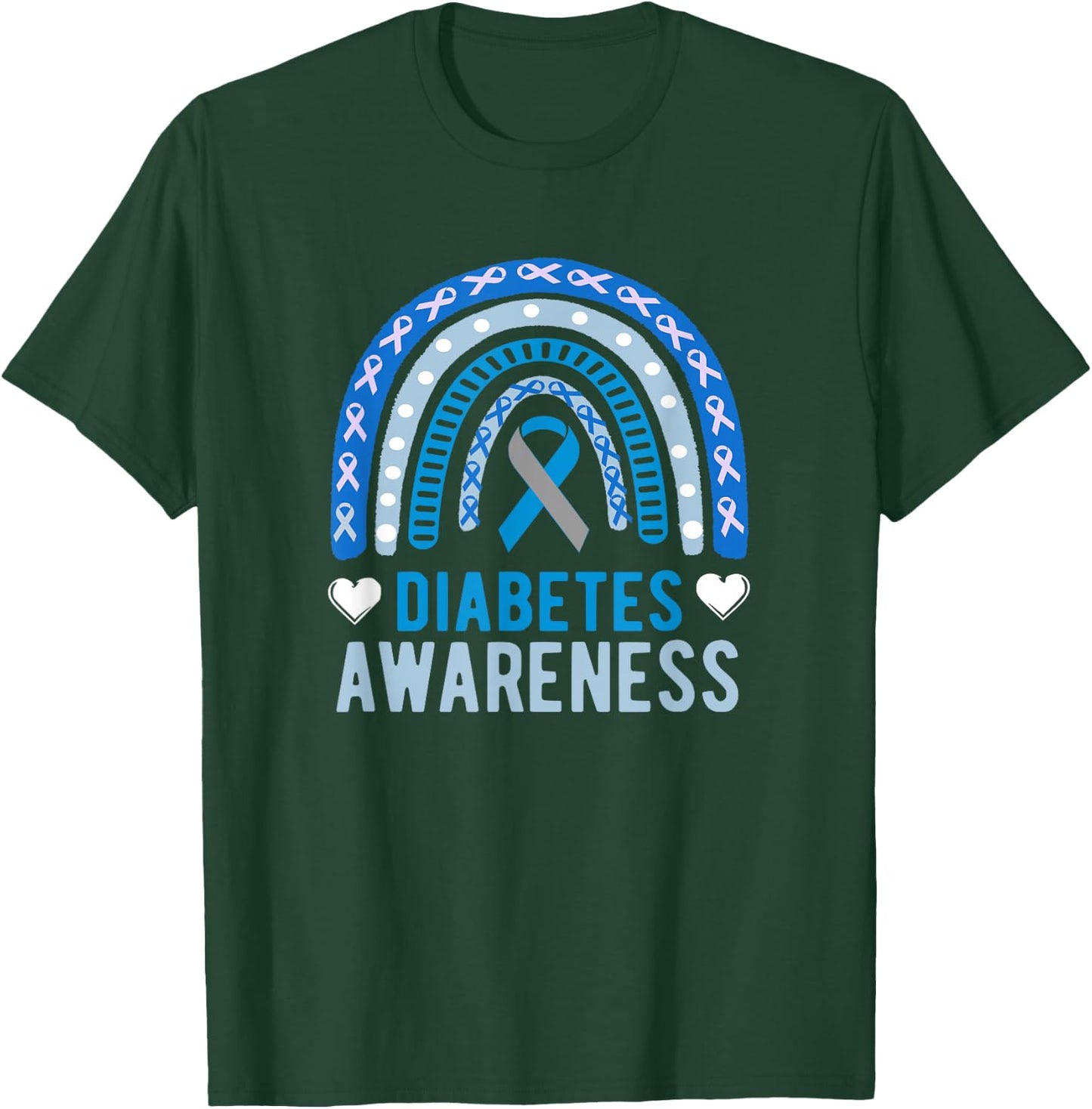 National Diabetes Awareness Month blue ribbon Rainbow T-Shirt - T-Shirt | Forest