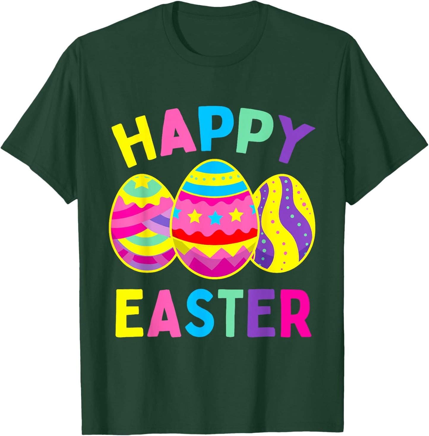 Happy Easter Day, Cute Colorful Egg Hunting Women Boys Girls T-Shirt - T-Shirt | Forest