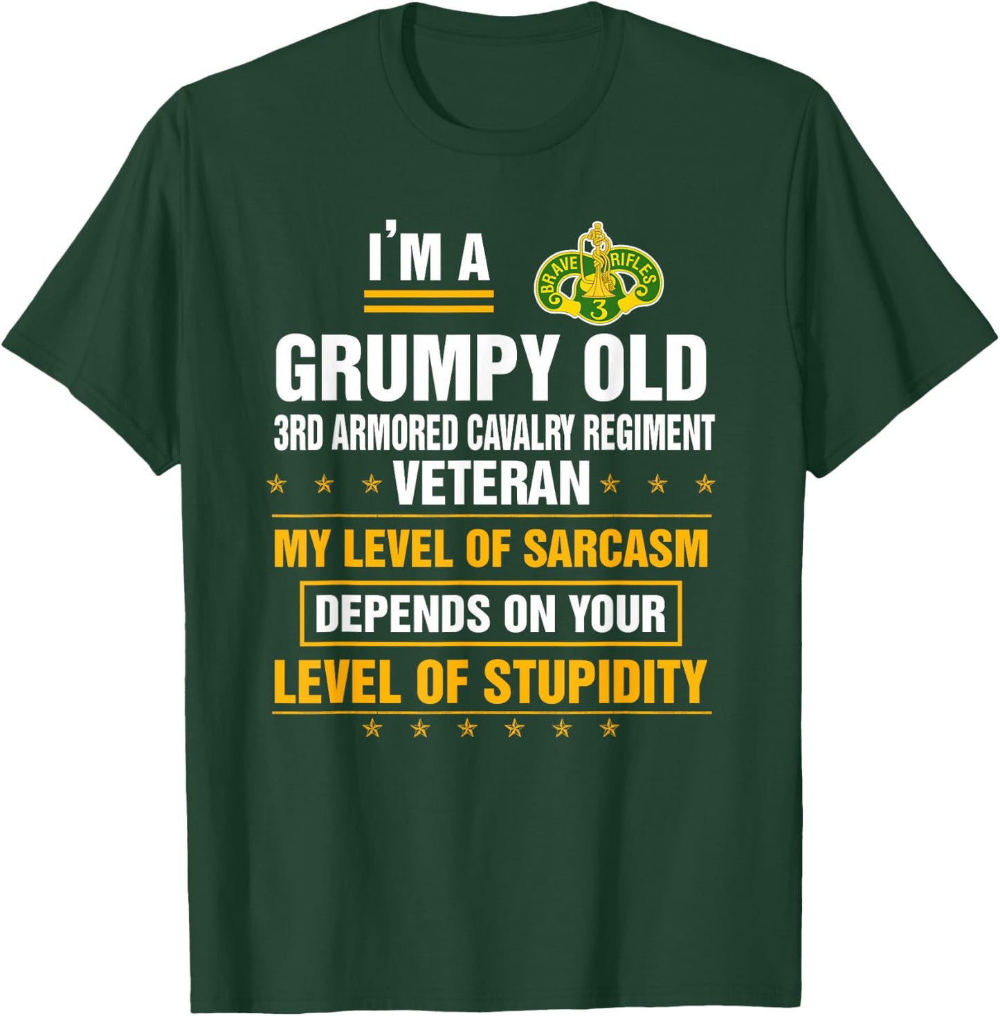Grumpy Old 3rd Armored Cavalry Regiment Veteran Funny Xmas T-Shirt - T-Shirt | Forest