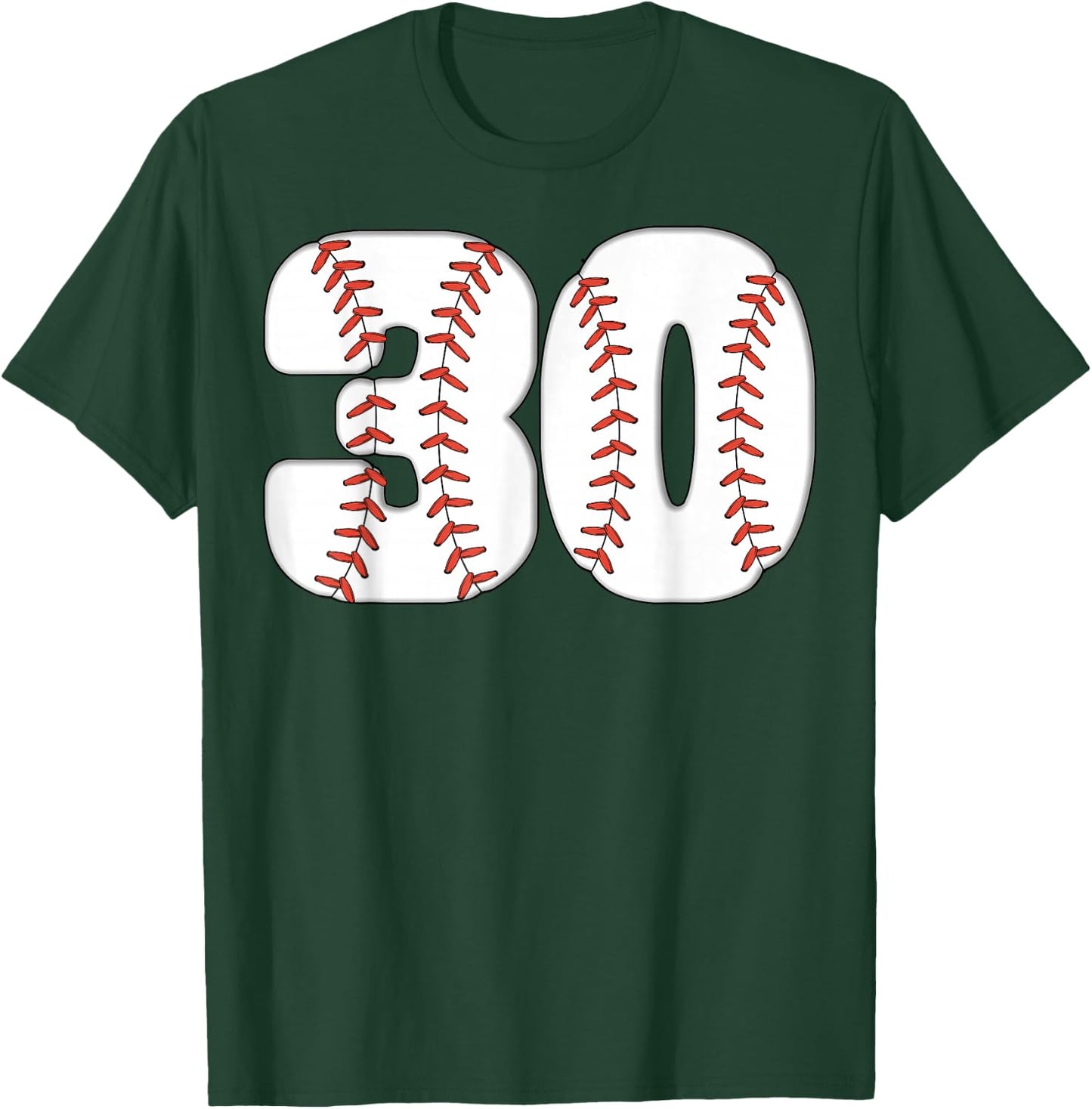 Baseball Number 30 Baseball Birthday 30 Baseball Themed 30th T-Shirt - T-Shirt | Forest