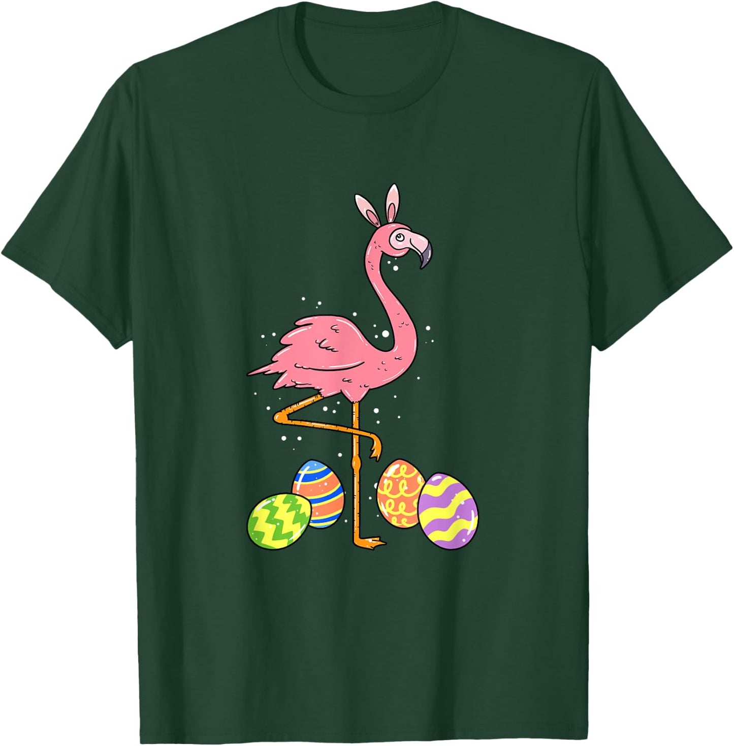 Easter Flamingo Easter Bunny Egg Basket Funny Easter T-Shirt - T-Shirt | Forest