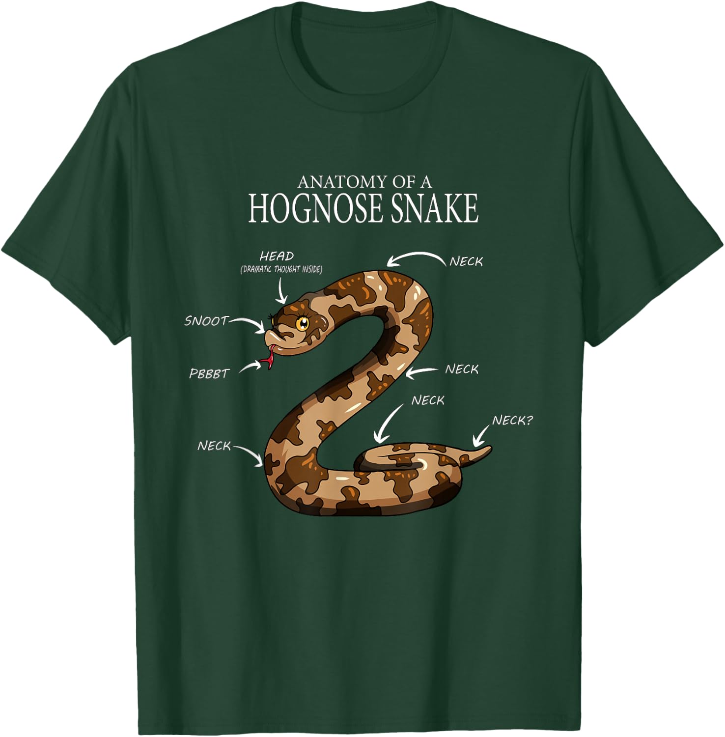 Heat Snoot PBBBT Nack Fun Reptiel Anatomy of a Hognose Snake T-Shirt - T-Shirt | Forest