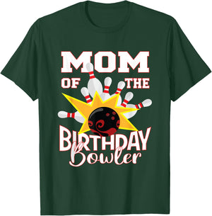 Mom Of The Birthday Bowler Kid Bowling Party T-Shirt - T-Shirt | Forest