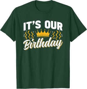Boy Girl Twins Birthday Twin Identical It's Our Birthday Cute Celebrate Twins Twin T-Shirt - T-Shirt | Forest
