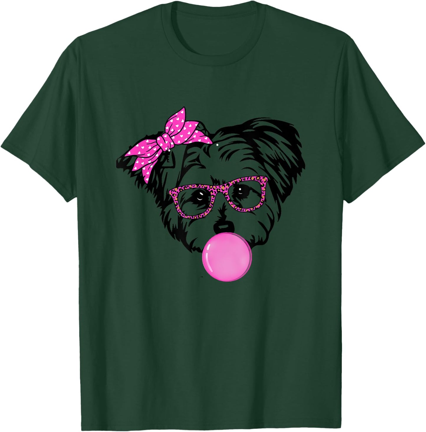 Morkie dog Mom with bubble gum bandana glasses T-Shirt - T-Shirt | Forest