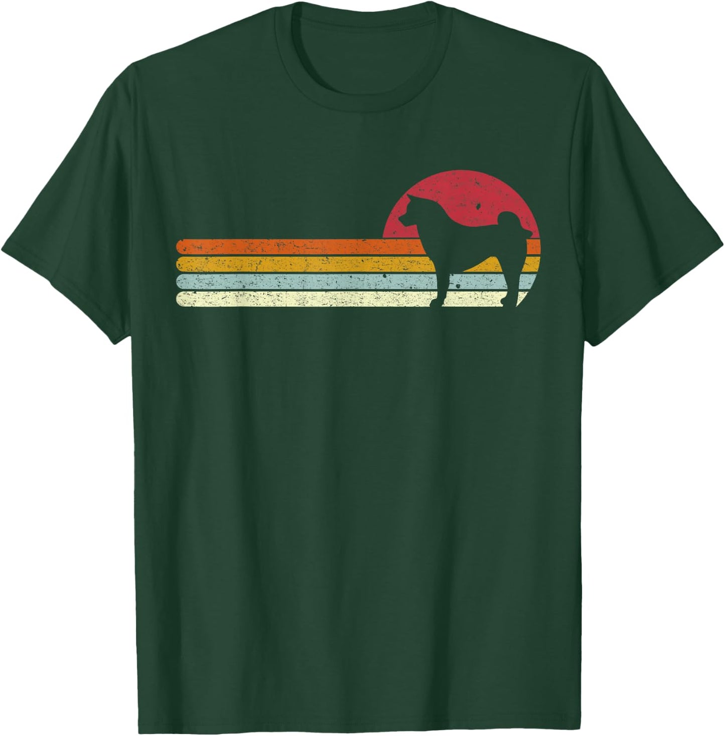 Sunset Akita Distressed Japanese Dog Owner T-Shirt - T-Shirt | Forest