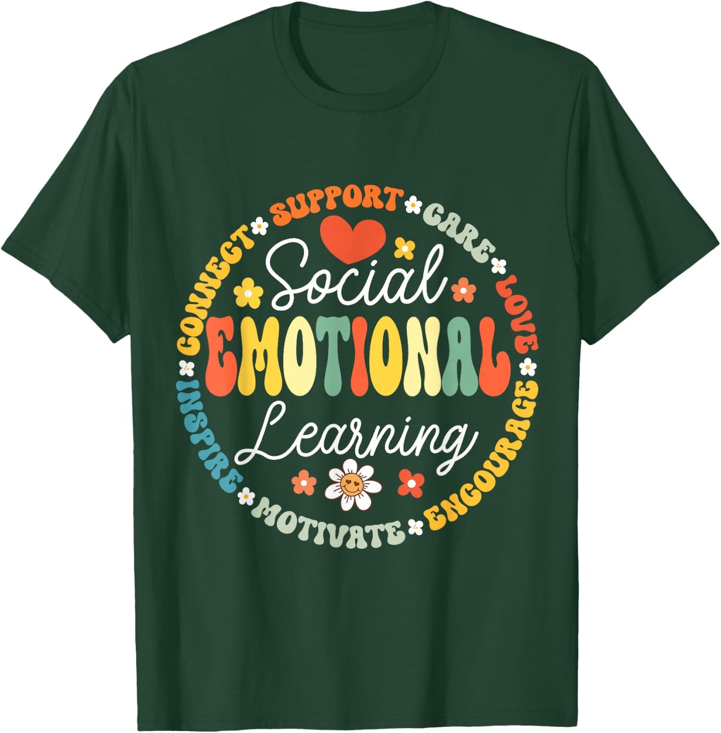 Social Emotional Learning Heart Counselor Teacher SEL Day T-Shirt - T-Shirt | Forest