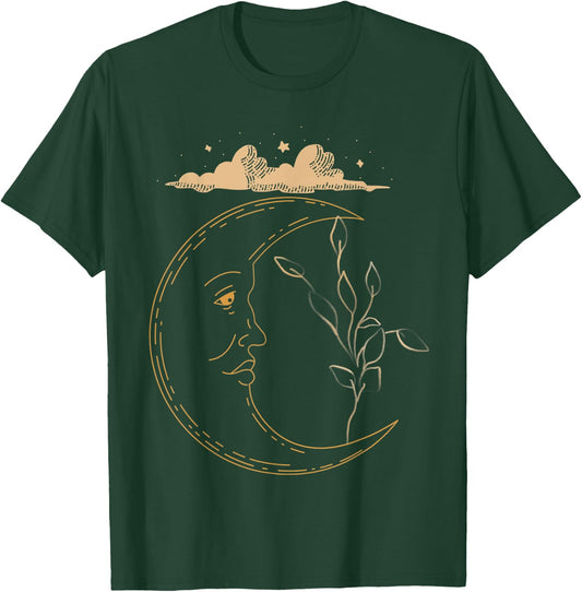 Celestial'd Gold Plant Moon T-Shirt - T-Shirt | Forest