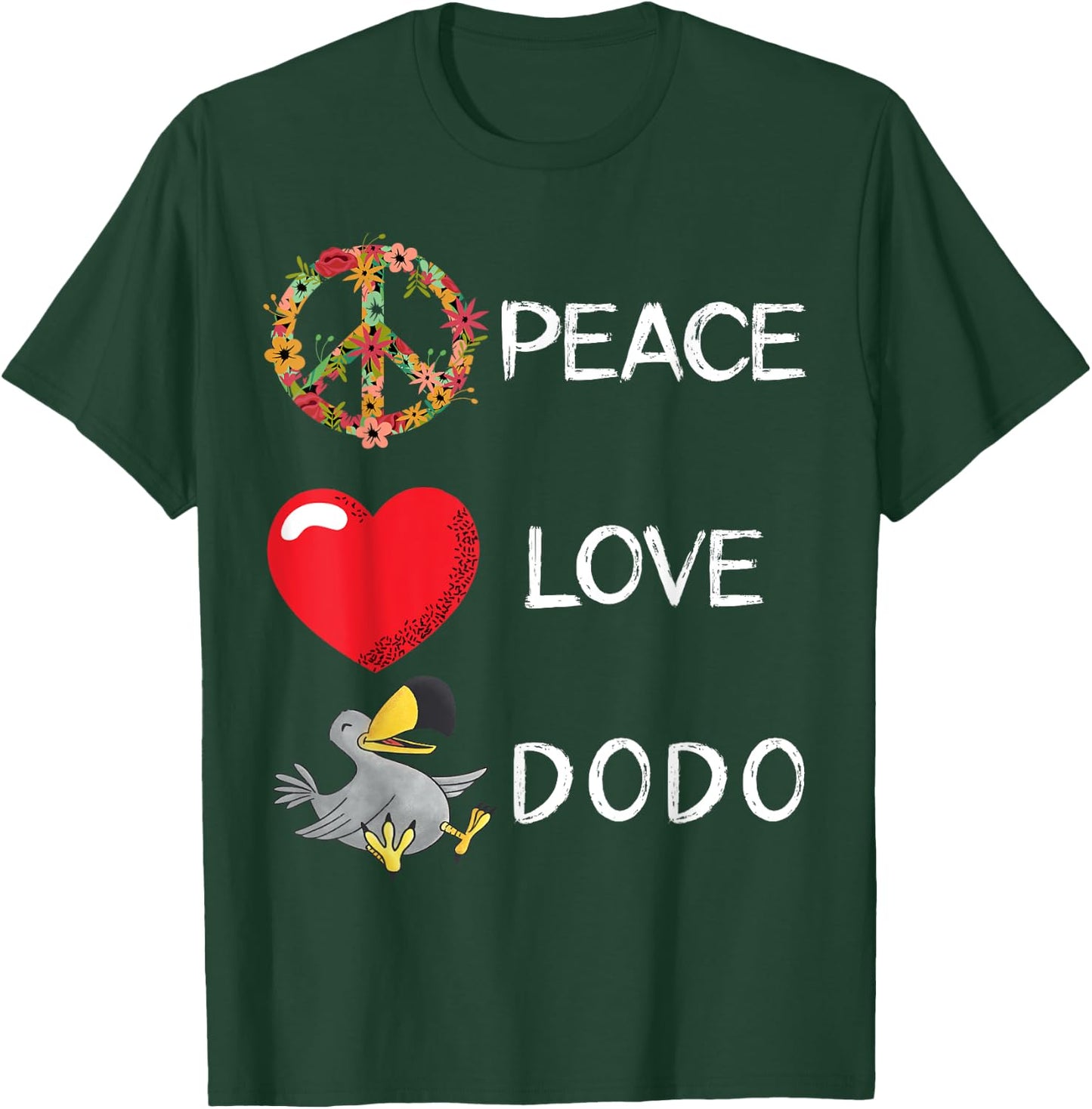 Dodo Bird Love Peace Extinct Flightless Dronte Bird Watcher T-Shirt - T-Shirt | Forest