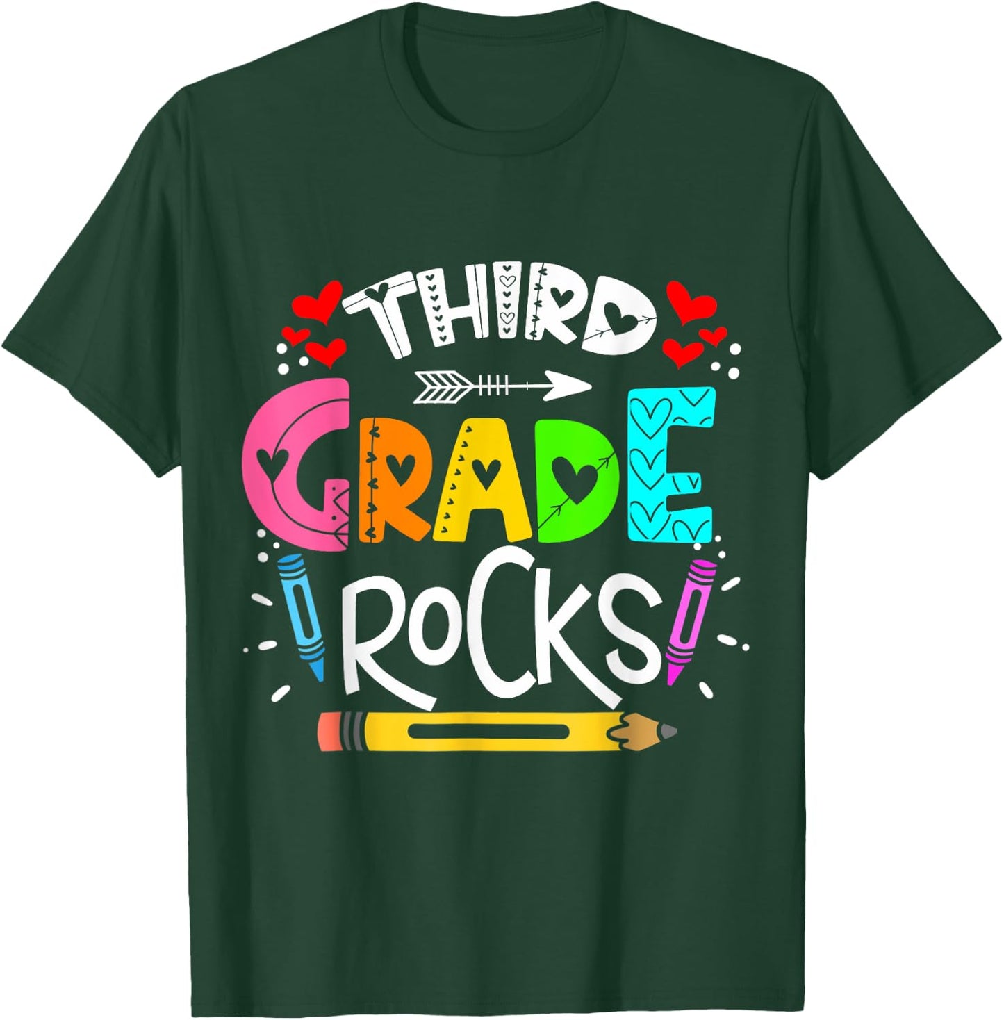 3rd Grade Rocks Rocking 3rd Grade Teacher T-Shirt - T-Shirt | Forest