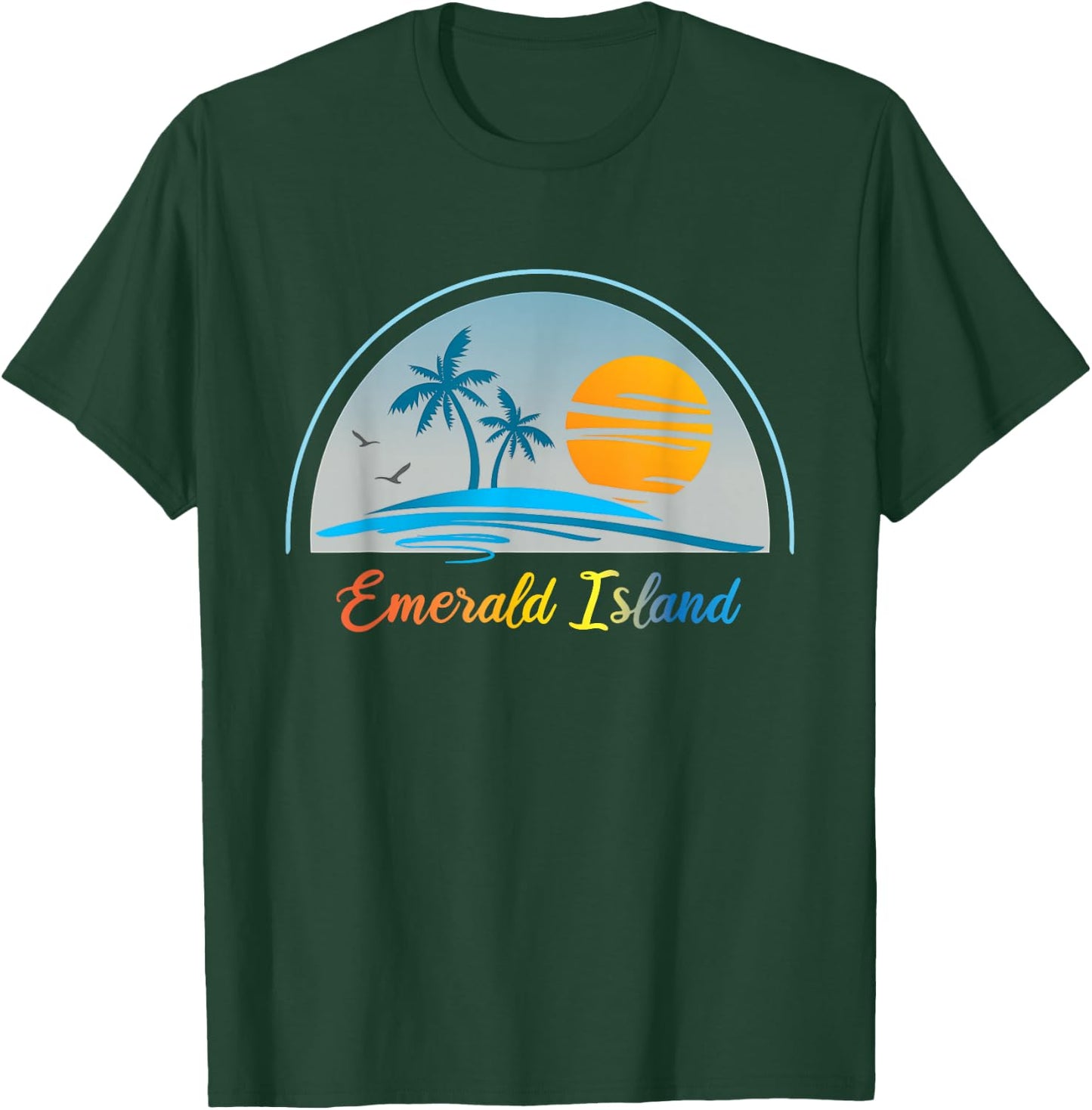 Emerald Island NC North Carolina Souvenir Palm Tree Surfer T-Shirt - T-Shirt | Forest