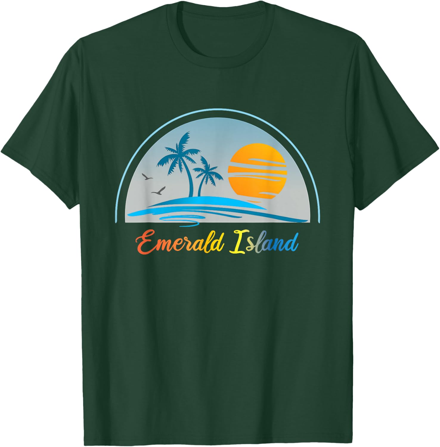 Emerald Island NC North Carolina Souvenir Palm Tree Surfer T-Shirt - T-Shirt | Forest